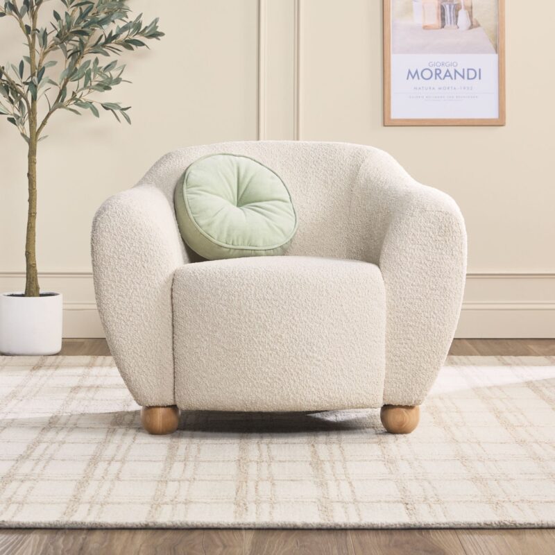 Linley Contemporary Easy Assembly Boucle Small Accent Chair - Image 3