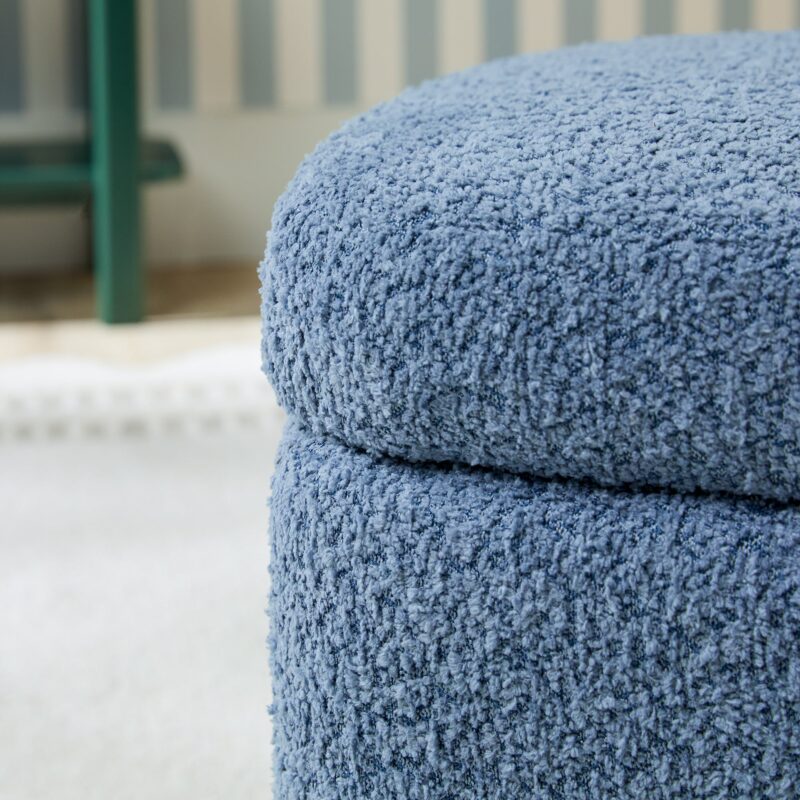 Linley Contemporary Easy Assembly Boucle Small Storage Ottoman - Image 18