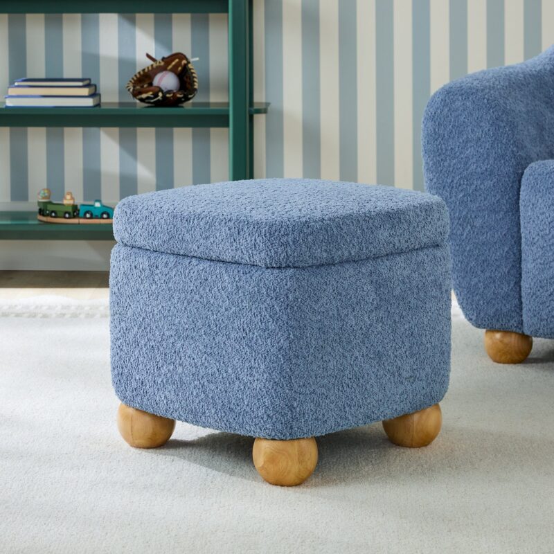 Linley Contemporary Bouclé Upholstered Accent Chair with Ottoman Set - Image 20