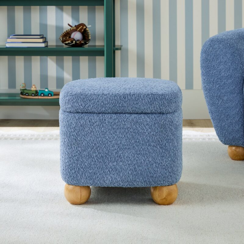Linley Contemporary Easy Assembly Boucle Small Storage Ottoman - Image 14