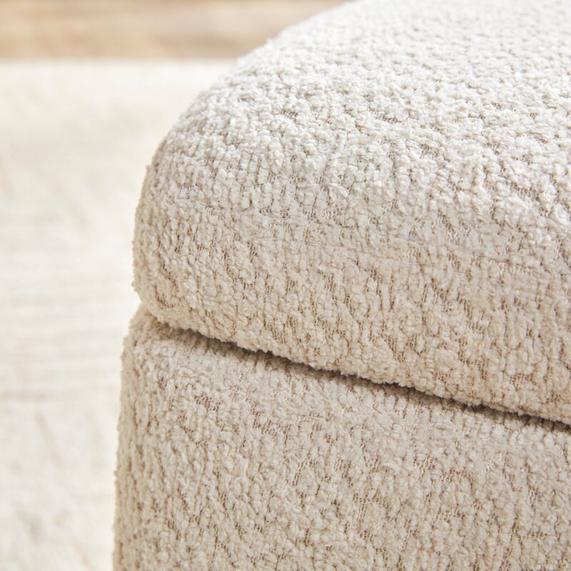Linley Contemporary Easy Assembly Boucle Small Storage Ottoman - Image 9