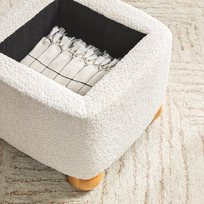 Linley Contemporary Bouclé Upholstered Accent Chair with Ottoman Set - Image 9