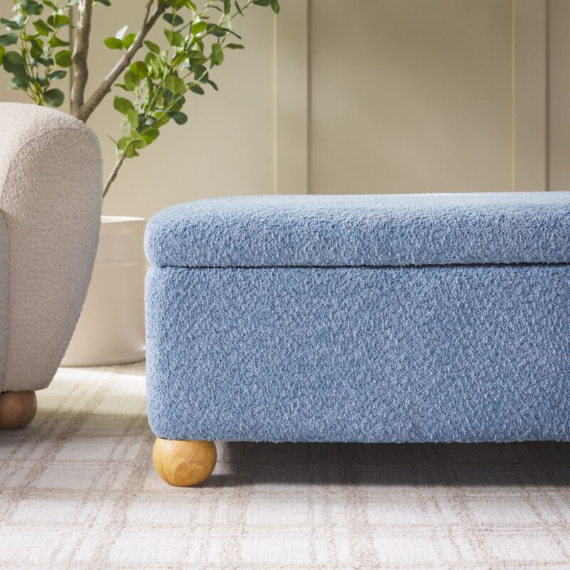Linley Contemporary Easy Assembly Boucle Large Storage Ottoman - Image 21