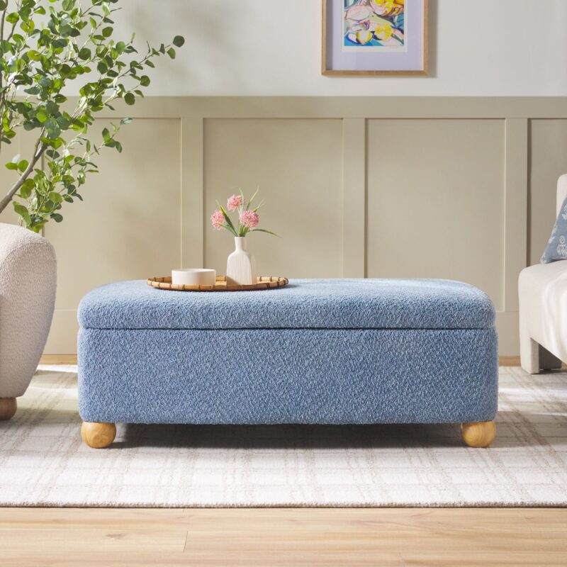 Linley Contemporary Easy Assembly Boucle Large Storage Ottoman - Image 13