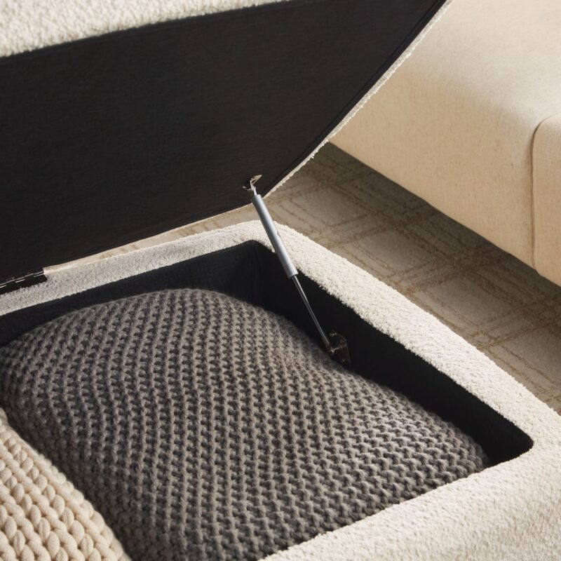 Linley Contemporary Easy Assembly Boucle Large Storage Ottoman - Image 9