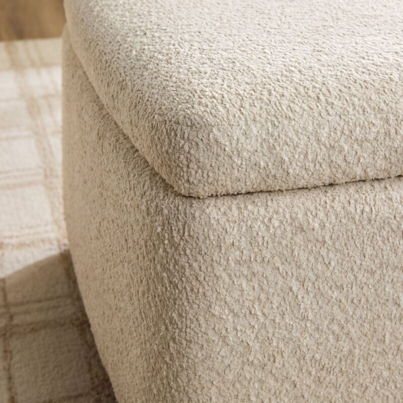 Linley Contemporary Easy Assembly Boucle Large Storage Ottoman - Image 11