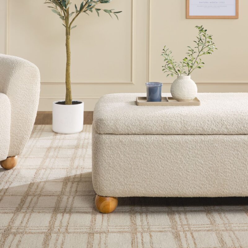 Linley Contemporary Easy Assembly Boucle Large Storage Ottoman - Image 10