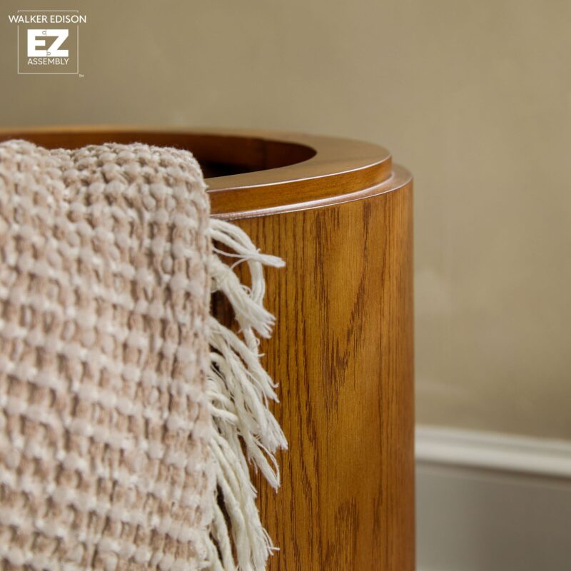 Maya Modern Round Oak Wood Veneer 18" Side Table with Storage - Image 12