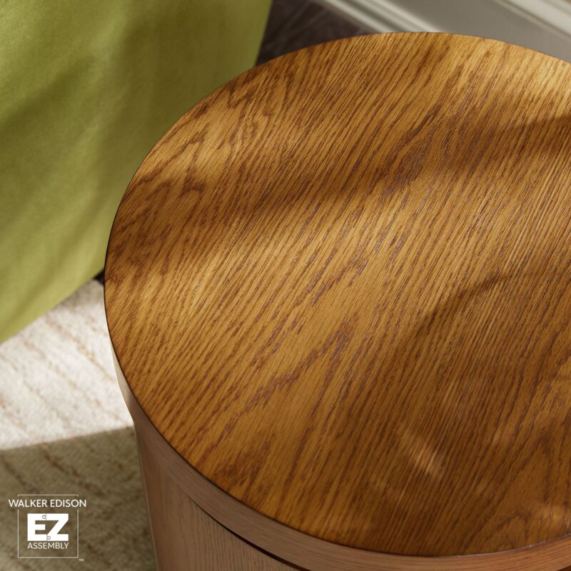 Maya Modern Round Oak Wood Veneer 18" Side Table with Storage - Image 10