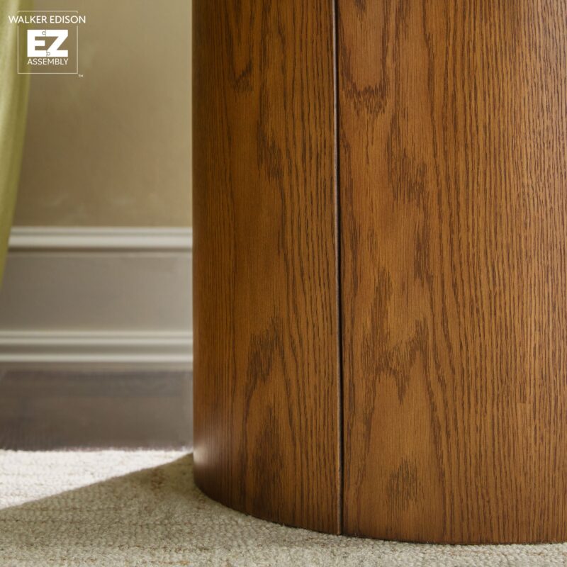 Maya Modern Round Oak Wood Veneer 18" Side Table with Storage - Image 9