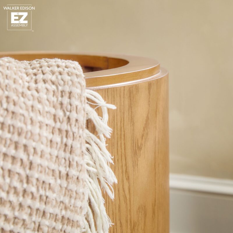 Maya Modern Round Oak Wood Veneer 18" Side Table with Storage - Image 17