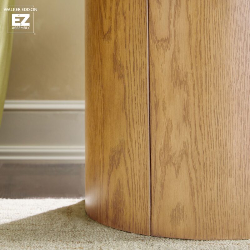 Maya Modern Round Oak Wood Veneer 18" Side Table with Storage - Image 15