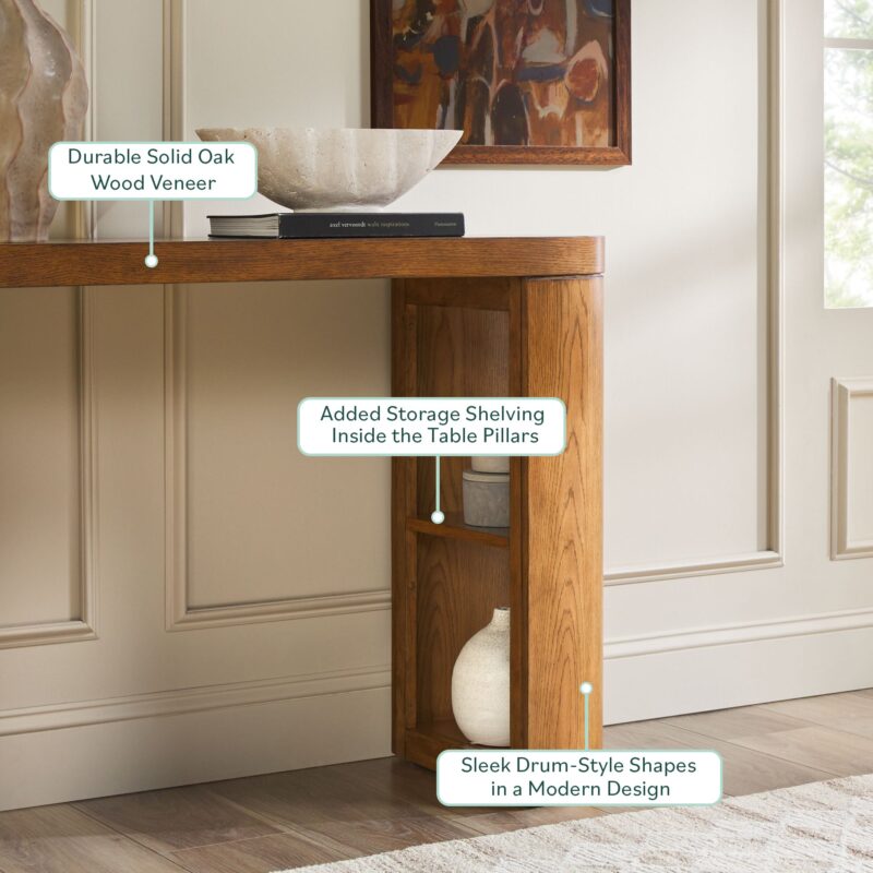 Maya Modern Oak Wood Veneer 48" Console Entry Table with Storage - Image 5
