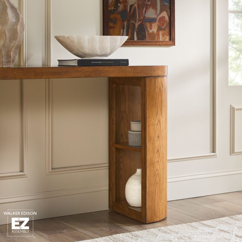 Maya Modern Oak Wood Veneer 48" Console Entry Table with Storage - Image 8