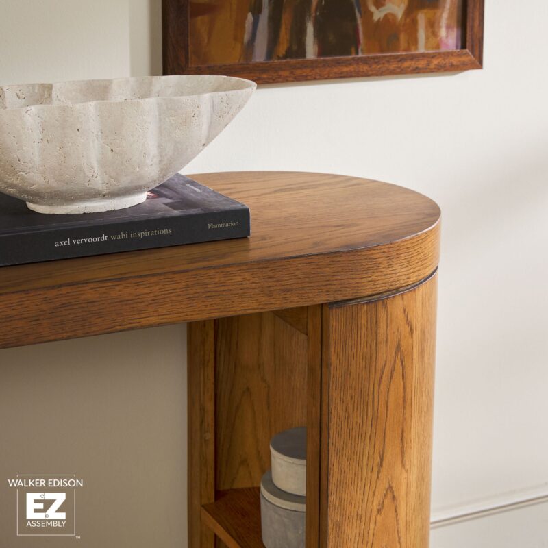 Maya Modern Oak Wood Veneer 48" Console Entry Table with Storage - Image 9