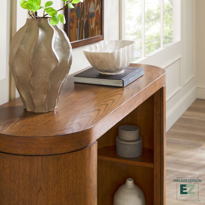 Maya Modern Oak Wood Veneer 48" Console Entry Table with Storage - Image 10