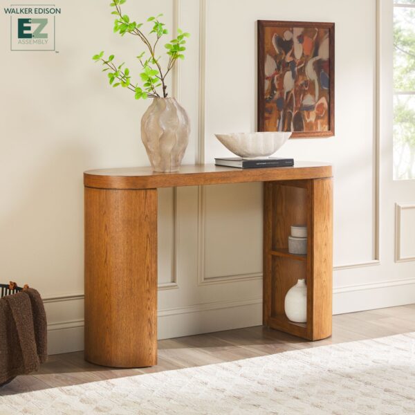 Maya Modern Oak Wood Veneer 48" Console Entry Table with Storage