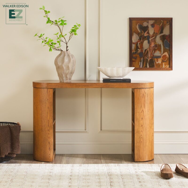Maya Modern Oak Wood Veneer 48" Console Entry Table with Storage - Image 3