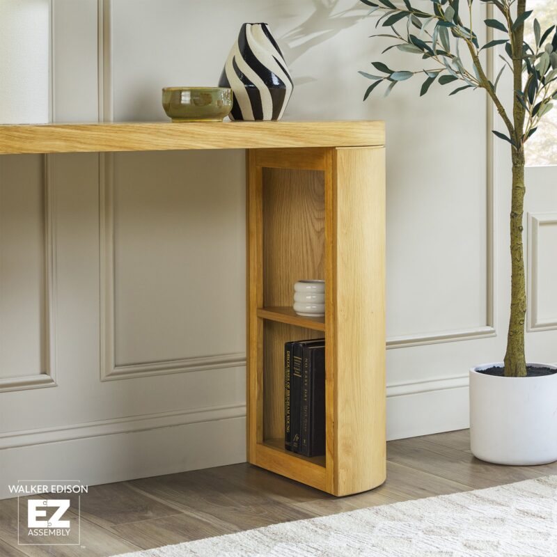 Maya Modern Oak Wood Veneer 48" Console Entry Table with Storage - Image 14