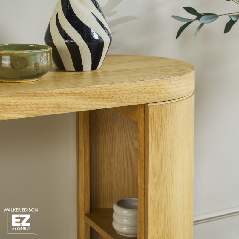 Maya Modern Oak Wood Veneer 48" Console Entry Table with Storage - Image 16