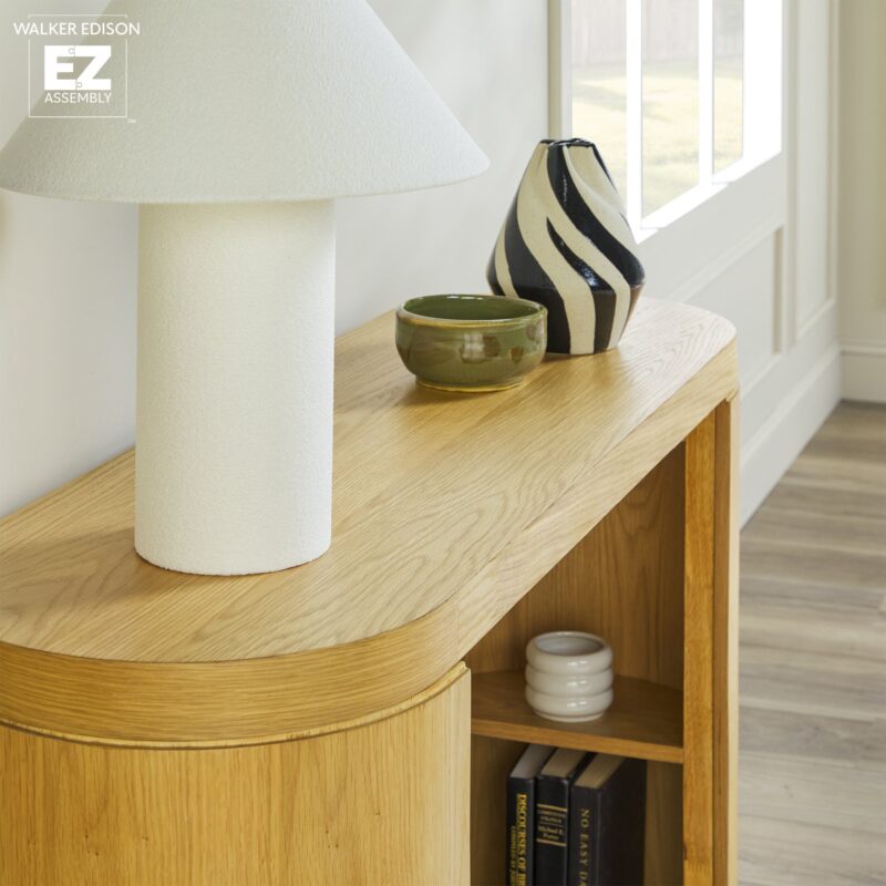 Maya Modern Oak Wood Veneer 48" Console Entry Table with Storage - Image 18