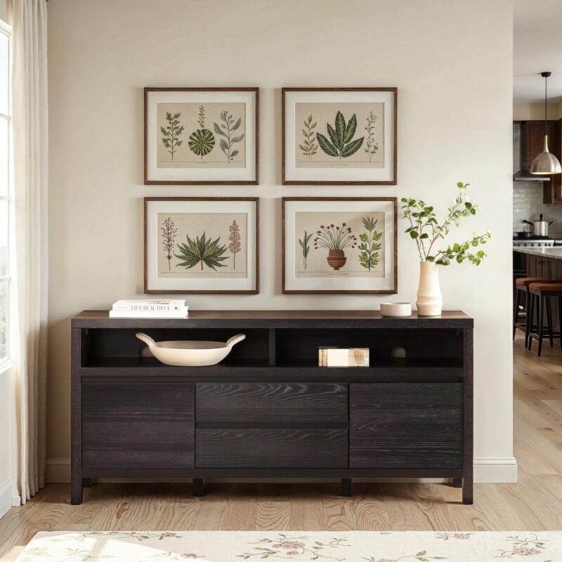 Nash 65" Modern Farmhouse Rustic Oak Wood Sideboard / TV Stand - Image 4