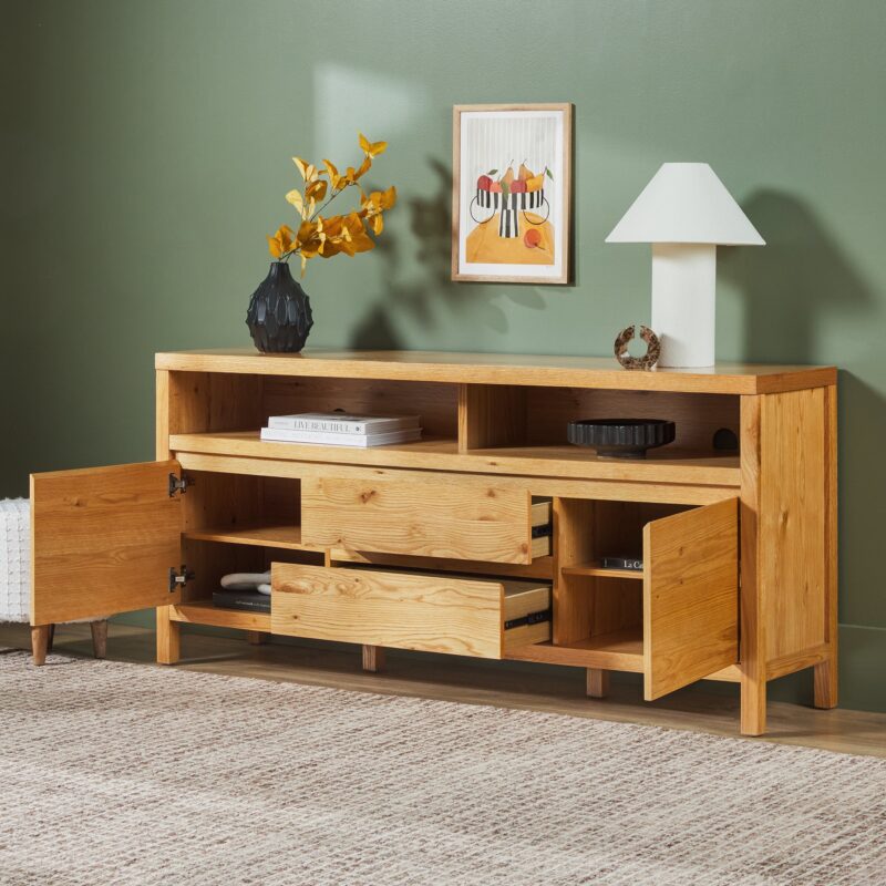 Nash 65" Modern Farmhouse Rustic Oak Wood Sideboard / TV Stand - Image 15