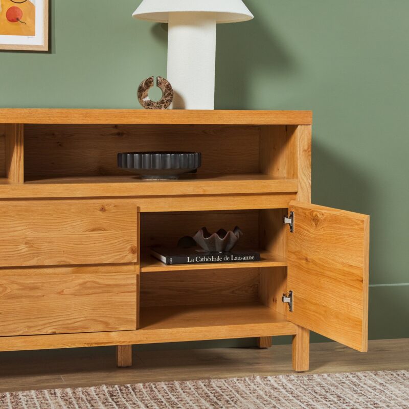 Nash 65" Modern Farmhouse Rustic Oak Wood Sideboard / TV Stand - Image 20