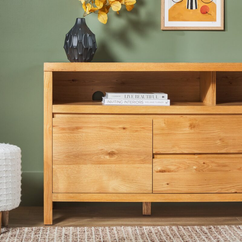 Nash 65" Modern Farmhouse Rustic Oak Wood Sideboard / TV Stand - Image 18