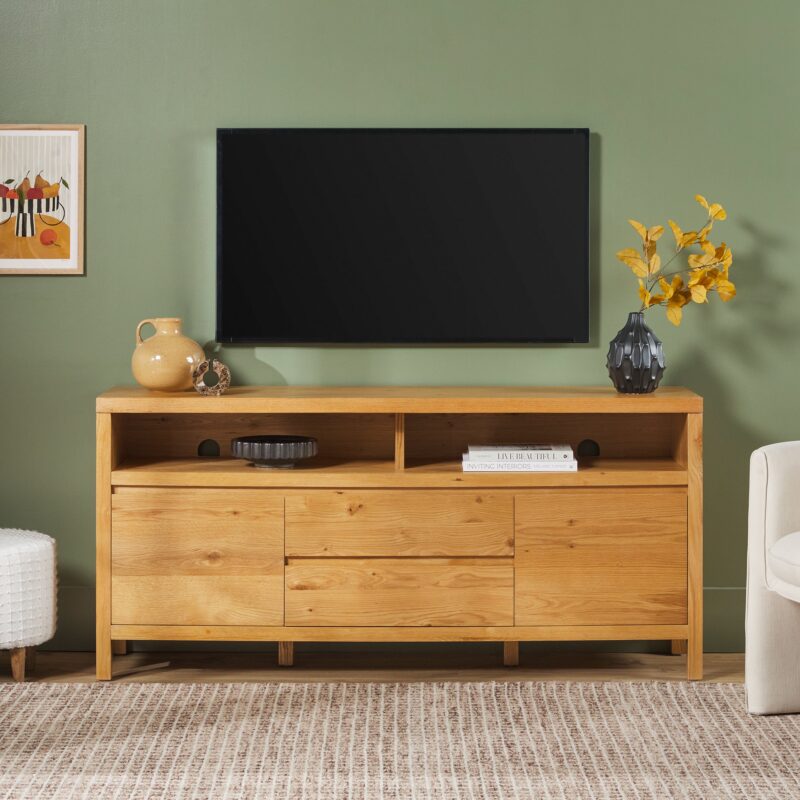 Nash 65" Modern Farmhouse Rustic Oak Wood Sideboard / TV Stand - Image 11