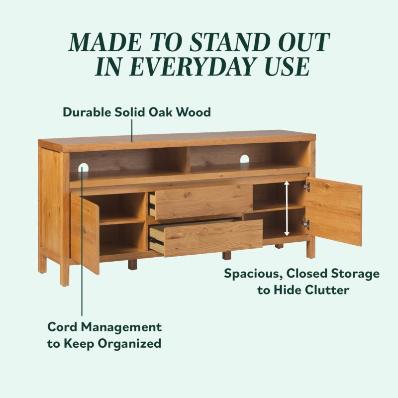 Nash 65" Modern Farmhouse Rustic Oak Wood Sideboard / TV Stand - Image 10