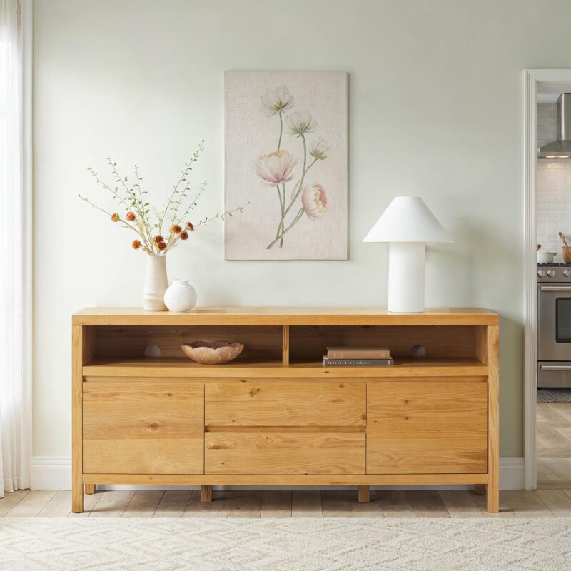 Nash 65" Modern Farmhouse Rustic Oak Wood Sideboard / TV Stand - Image 13