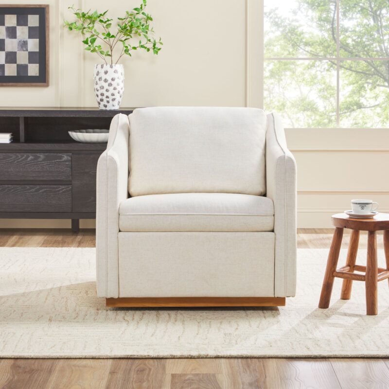 Nash Modern Farmhouse Easy Assembly Linen Swivel Accent Chair - Image 13