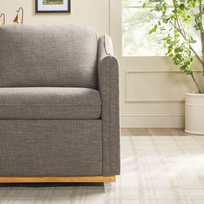 Nash Modern Farmhouse Easy Assembly Linen Swivel Accent Chair - Image 16