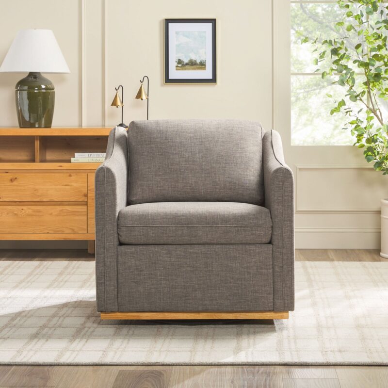 Nash Modern Farmhouse Easy Assembly Linen Swivel Accent Chair - Image 14
