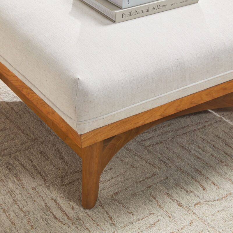 Nash Modern Farmhouse Easy Assembly Linen Large Ottoman - Image 9