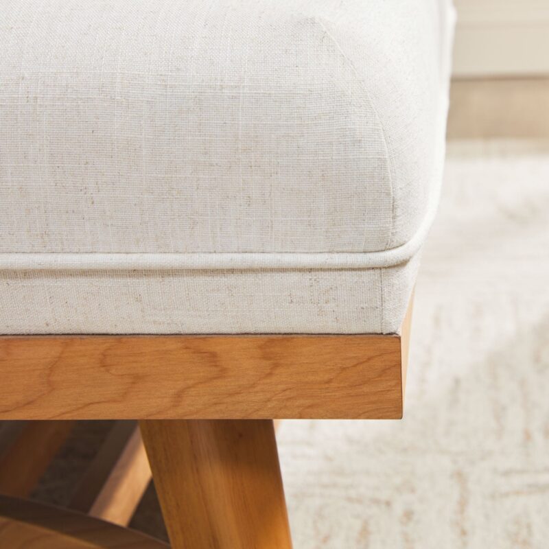 Nash Modern Farmhouse Easy Assembly Linen Large Ottoman - Image 10