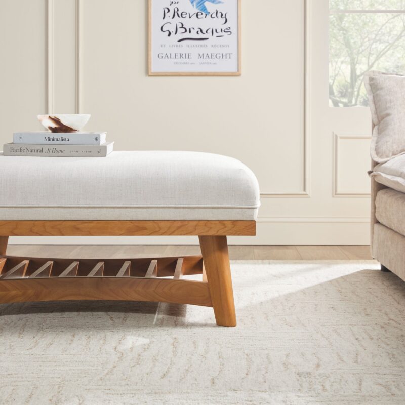 Nash Modern Farmhouse Easy Assembly Linen Large Ottoman - Image 8
