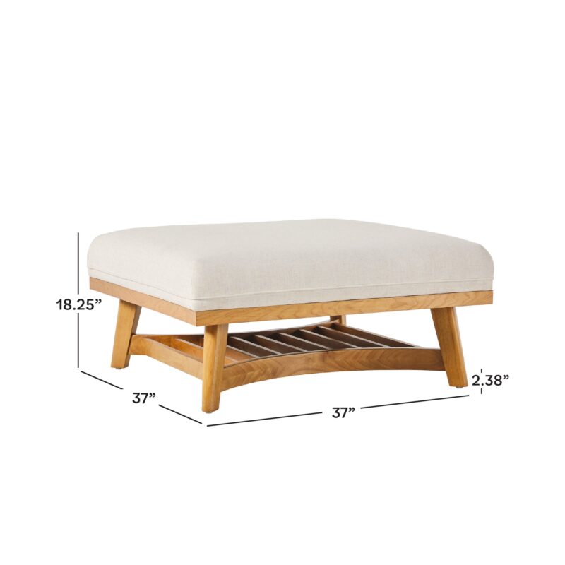 Nash Modern Farmhouse Easy Assembly Linen Large Ottoman - Image 6