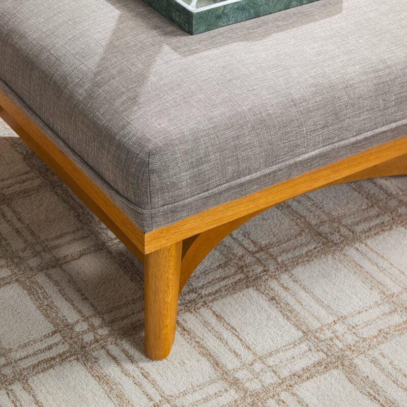 Nash Modern Farmhouse Easy Assembly Linen Large Ottoman - Image 16