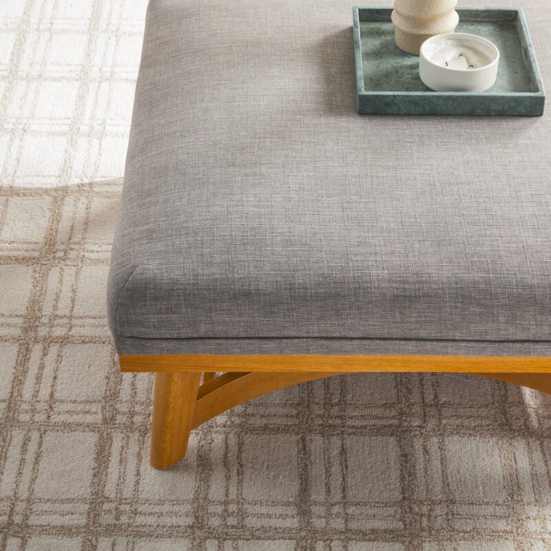 Nash Modern Farmhouse Easy Assembly Linen Large Ottoman - Image 20