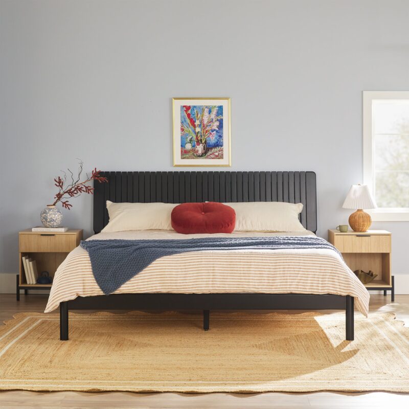 Cama Slatted Headboard Mid-Century Modern Solid Wood Bed - Image 17