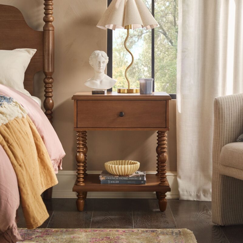 Traditional Vivienne Easy Assembly Solid Wood Nightstand - Image 5