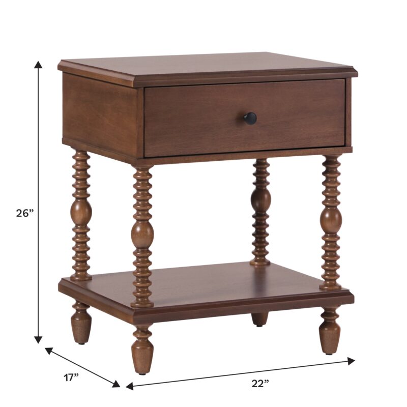 Traditional Vivienne Easy Assembly Solid Wood Nightstand - Image 6