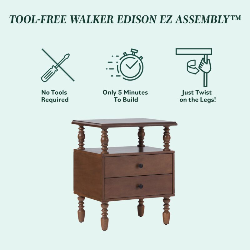 Traditional Vivienne Easy Assembly Solid Wood Nightstand - Image 33