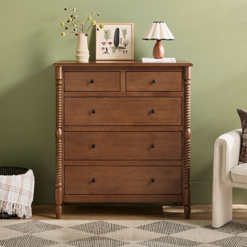 Traditional Vivienne 5-Drawer Easy Assembly Solid Wood Dresser - Image 3