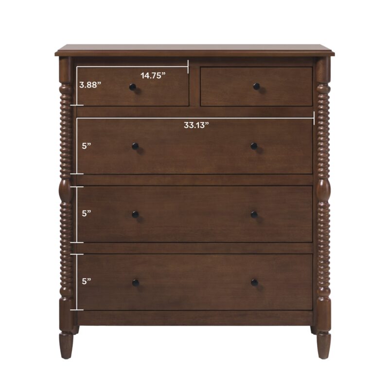 Traditional Vivienne 5-Drawer Easy Assembly Solid Wood Dresser - Image 10