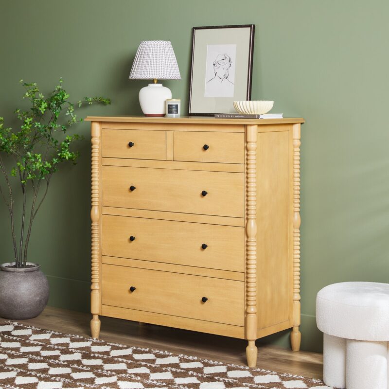 Traditional Vivienne 5-Drawer Easy Assembly Solid Wood Dresser - Image 2