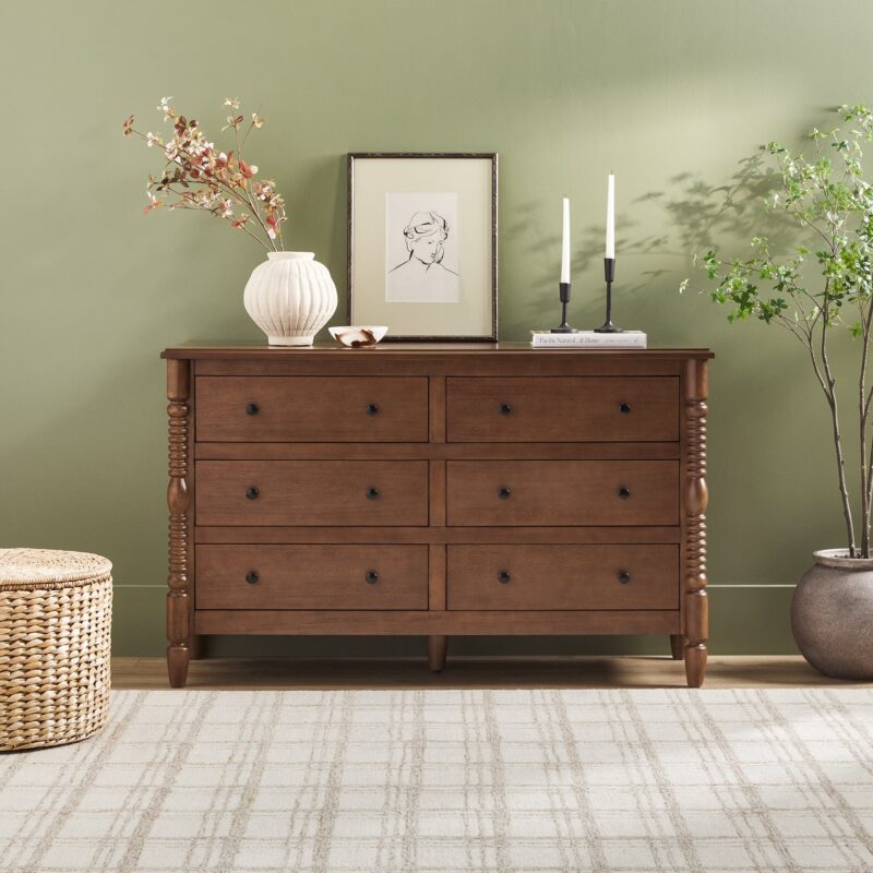 Traditional Vivienne 6-Drawer Easy Assembly Solid Wood Dresser - Image 3