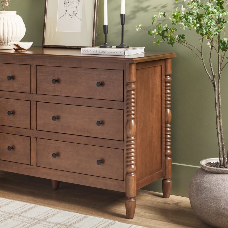 Traditional Vivienne 6-Drawer Easy Assembly Solid Wood Dresser - Image 13